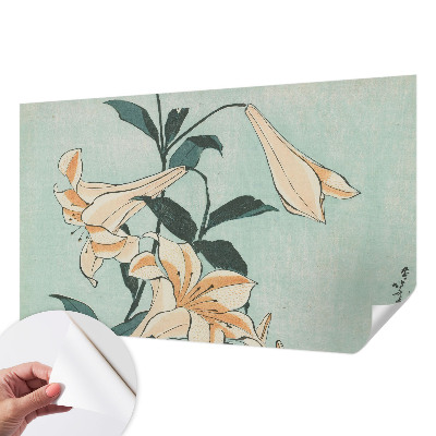 Fotomural decorativo para cabecero de cama con un motivo de lirios delicados