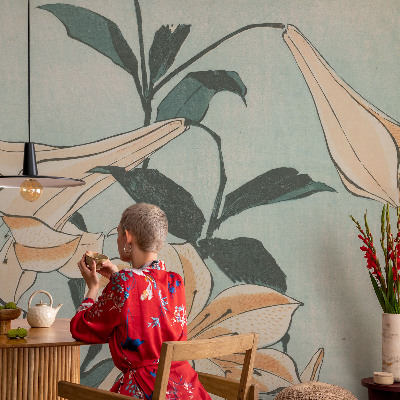 Fotomural decorativo para cabecero de cama Lirios delicados