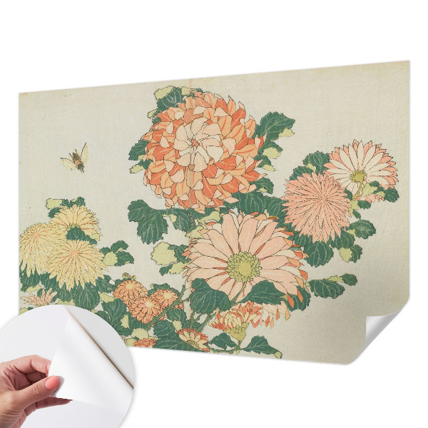 Papel mural con patrón decorativo con motivo de crisantemos