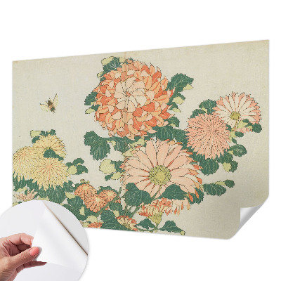Papel mural con patrón decorativo con motivo de crisantemos