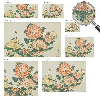 Papel mural con patrón decorativo Flores de crisantemo