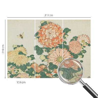 Papel mural con patrón decorativo Flores de crisantemo