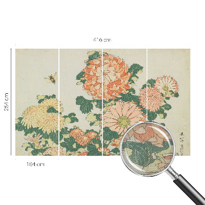 Papel mural con patrón decorativo Flores de crisantemo