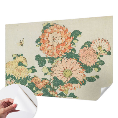 Papel mural con patrón decorativo con motivo de crisantemos
