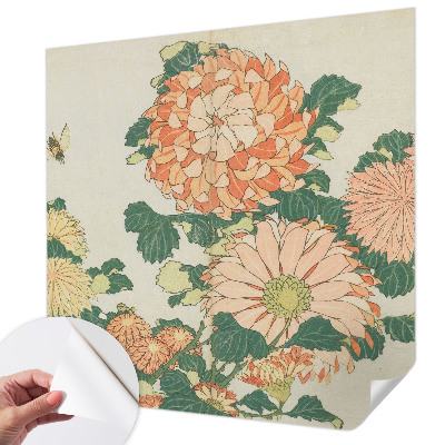Papel mural con patrón decorativo con motivo de crisantemos