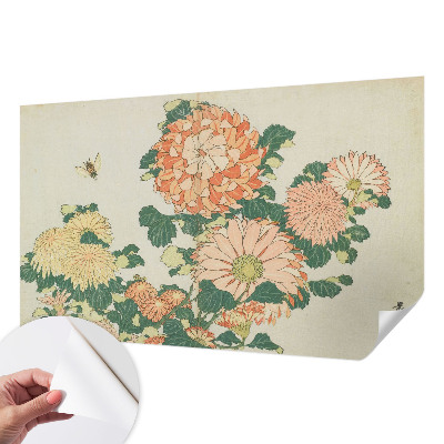 Papel mural con patrón decorativo con motivo de crisantemos