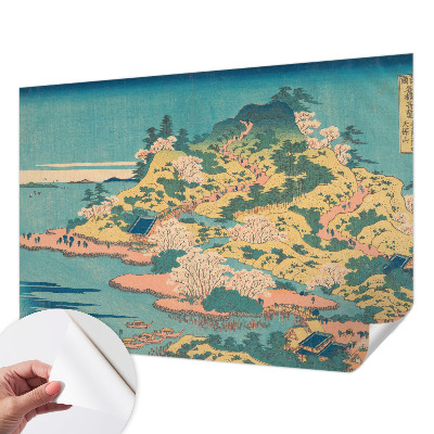 Papel mural texturado decorativo con paisaje japonés