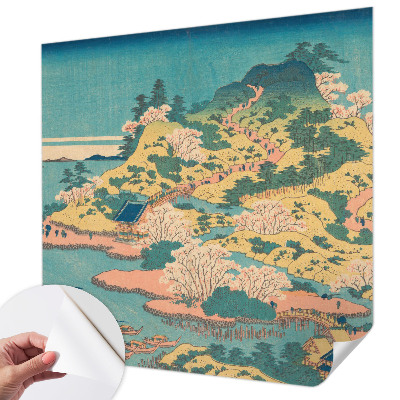 Papel mural texturado decorativo con paisaje japonés