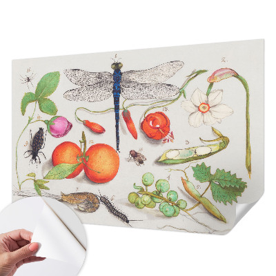 Papel mural con patrón decorativo con ilustración de motivos naturales