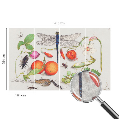 Papel mural con patrón decorativo con ilustración de motivos naturales