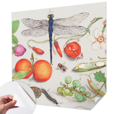 Papel mural con patrón decorativo con ilustración de motivos naturales