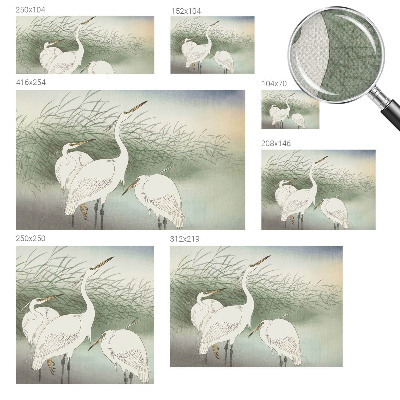 Fotomural decorativo para cabecero de cama con diseño de garzas entre la hierba