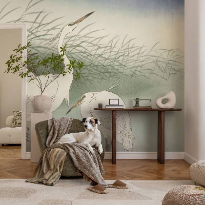 Fotomural decorativo para cabecero de cama Garzas en la hierba