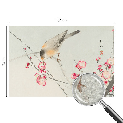 Papel mural con patrón decorativo con diseño de pájaro y flor