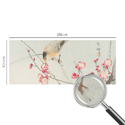 Papel mural con patrón decorativo con diseño de pájaro y flor