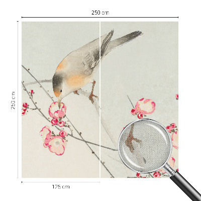 Papel mural con patrón decorativo con diseño de pájaro y flor