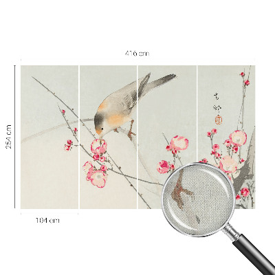 Papel mural con patrón decorativo con diseño de pájaro y flor