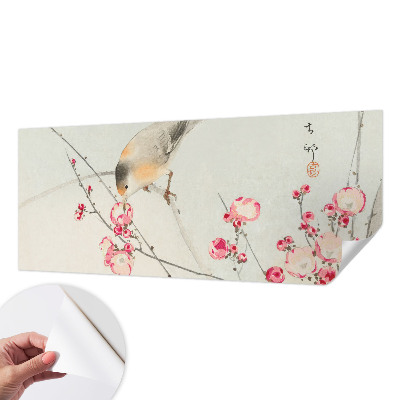Papel mural con patrón decorativo con diseño de pájaro y flor
