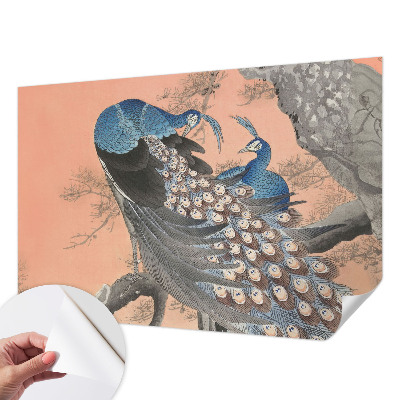 Papel mural texturado decorativo con diseño de pluma de pavo real