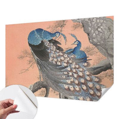 Papel mural texturado decorativo con diseño de pluma de pavo real