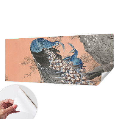 Papel mural texturado decorativo con diseño de pluma de pavo real