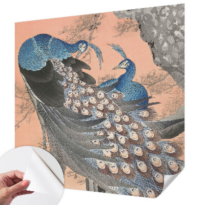 Papel mural texturado decorativo con diseño de pluma de pavo real