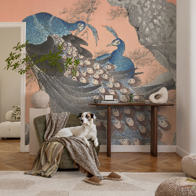 Papel mural texturado decorativo Elegancia de pavo real