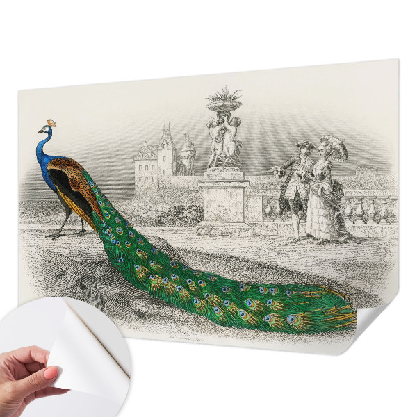 Fotomural decorativo para cabecero de cama Plumas coloridas