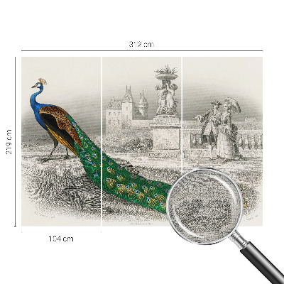 Fotomural decorativo para cabecero de cama Plumas coloridas