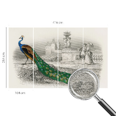 Fotomural decorativo para cabecero de cama Plumas coloridas