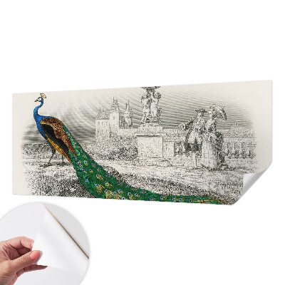 Fotomural decorativo para cabecero de cama Plumas coloridas