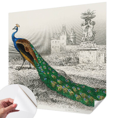 Fotomural decorativo para cabecero de cama Plumas coloridas