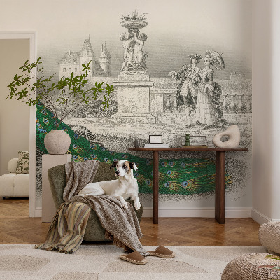 Fotomural decorativo para cabecero de cama Plumas coloridas