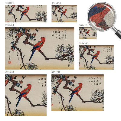 Papel mural con patrón decorativo Un pájaro en una rama