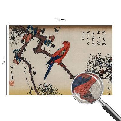 Papel mural con patrón decorativo Un pájaro en una rama