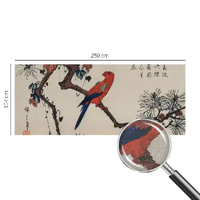 Papel mural con patrón decorativo con diseño de un pájaro posado en una rama