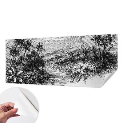 Mural de pared con estampado hermoso con un motivo panorámico exótico
