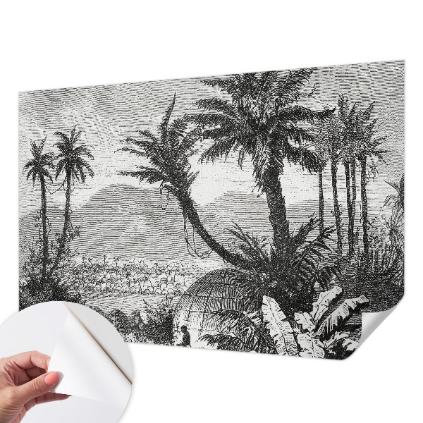 Papel mural texturado decorativo oasis tropical
