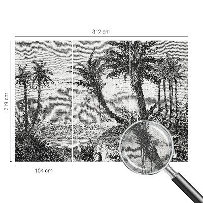 Papel mural texturado decorativo con motivo de oasis tropical