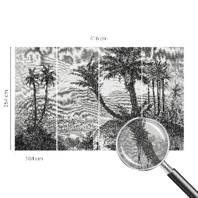 Papel mural texturado decorativo con motivo de oasis tropical