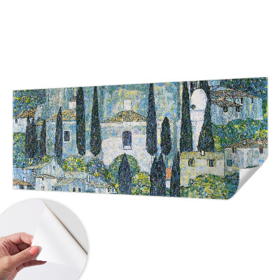 Mural de pared con estampado hermoso con motivo de casas de ciprés