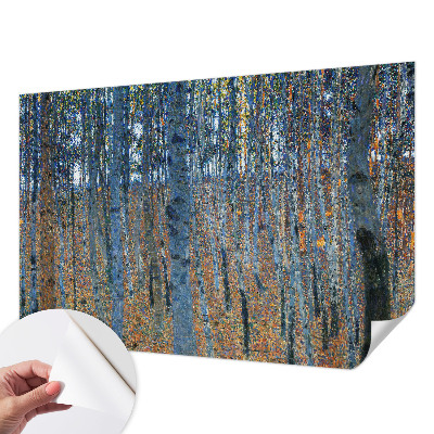 Papel mural texturado decorativo con diseño de bosque de abedules