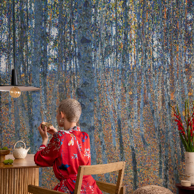 Papel mural texturado decorativo bosque de abedules