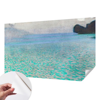 Papel mural con patrón decorativo en tono turquesa con efecto agua