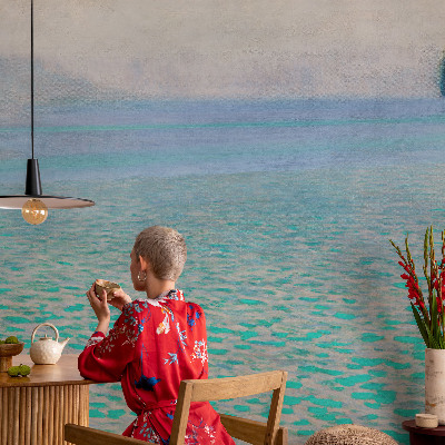 Papel mural con patrón decorativo Agua turquesa