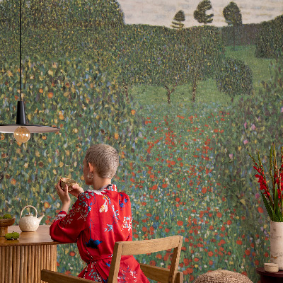 Papel mural texturado decorativo prado de flores