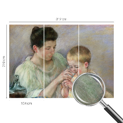 Fotomural decorativo para cabecero de cama con advertencia sobre cuidado parental
