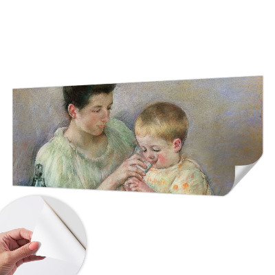 Fotomural decorativo para cabecero de cama con advertencia sobre cuidado parental