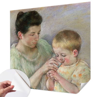 Fotomural decorativo para cabecero de cama con advertencia sobre cuidado parental
