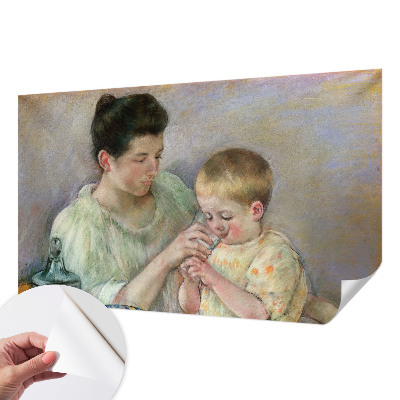 Fotomural decorativo para cabecero de cama con advertencia sobre cuidado parental